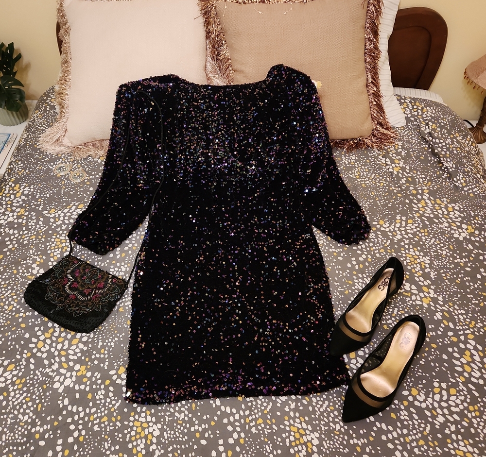 Elegant Black Sequin Dress